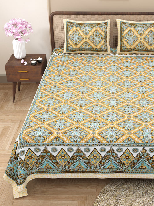 100% Cotton King Size Bedsheet with 2 Pillow Cover Set