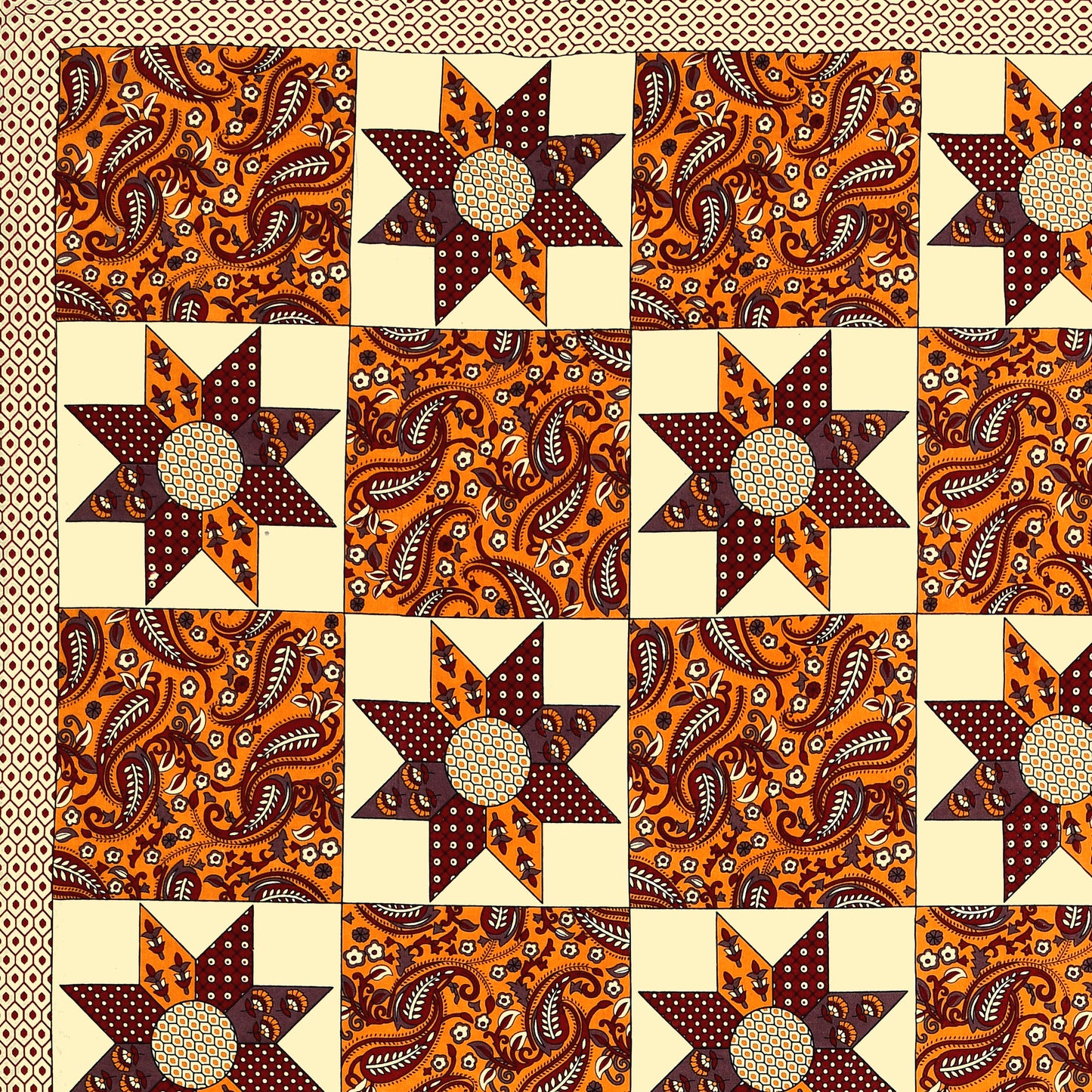 New Ajrak  Print 100% Cotton King Size Bedsheet with 2 Pillow Cover Set