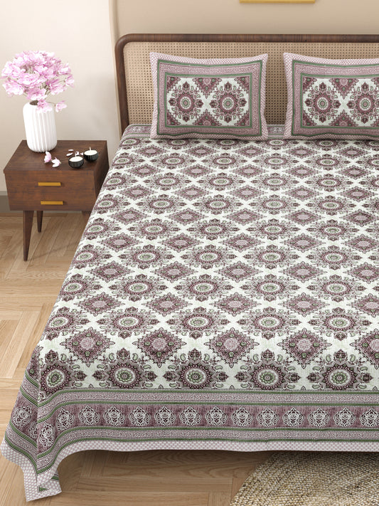 100% Cotton King Size Bedsheet with 2 Pillow Cover Set
