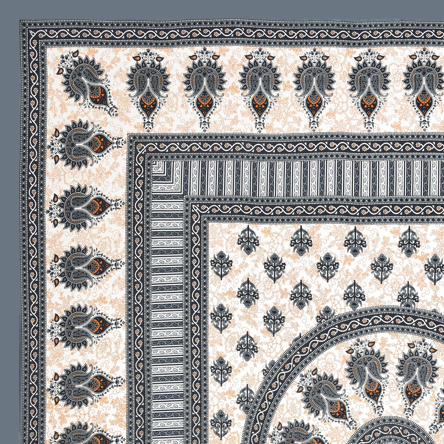 Handloom Buta Bedsheet 100% Cotton Queen Size Bedsheet With 2 Pillow Cover Set