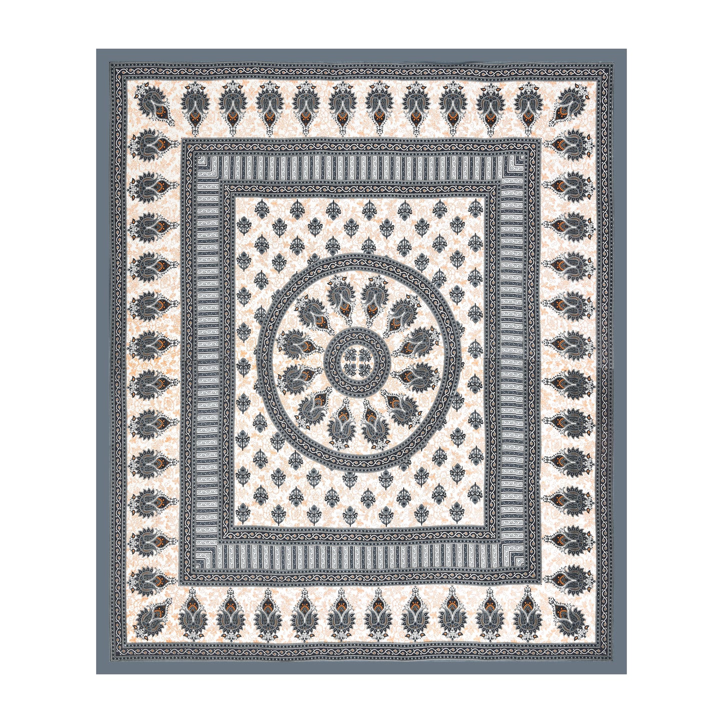 Handloom Buta Bedsheet 100% Cotton Queen Size Bedsheet With 2 Pillow Cover Set