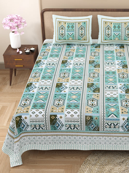 100% Cotton King Size Bedsheet with 2 Pillow Cover Set