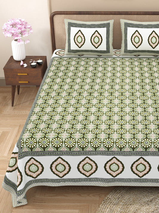 100% Cotton King Size Bedsheet with 2 Pillow Cover Set