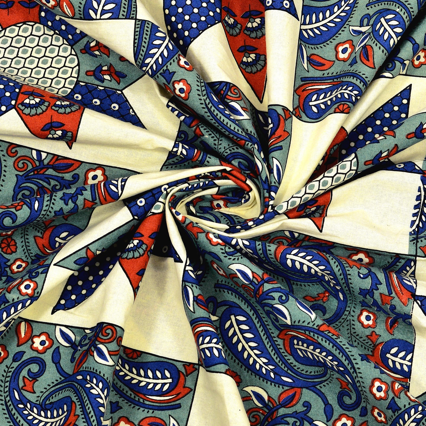 New Ajrak  Print 100% Cotton King Size Bedsheet with 2 Pillow Cover Set
