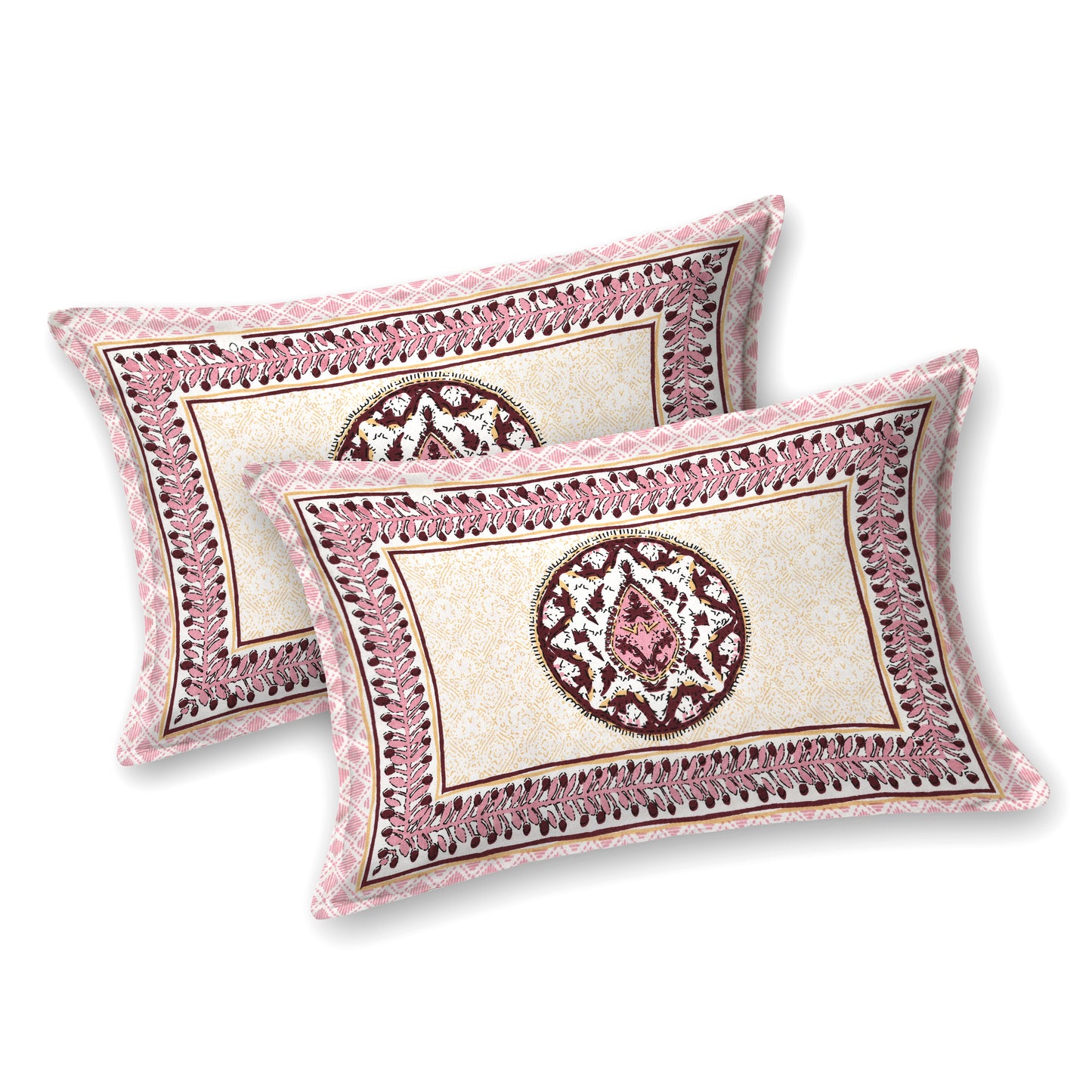 Royal Rajwada Print 100% Cotton King Size Bedsheet with 2 Pillow Cover Set