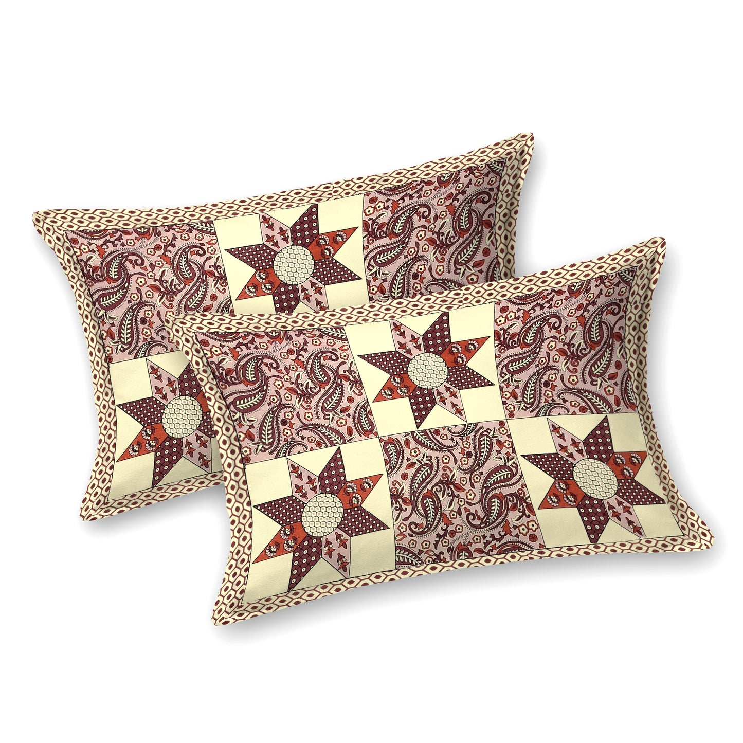 New Ajrak  Print 100% Cotton King Size Bedsheet with 2 Pillow Cover Set