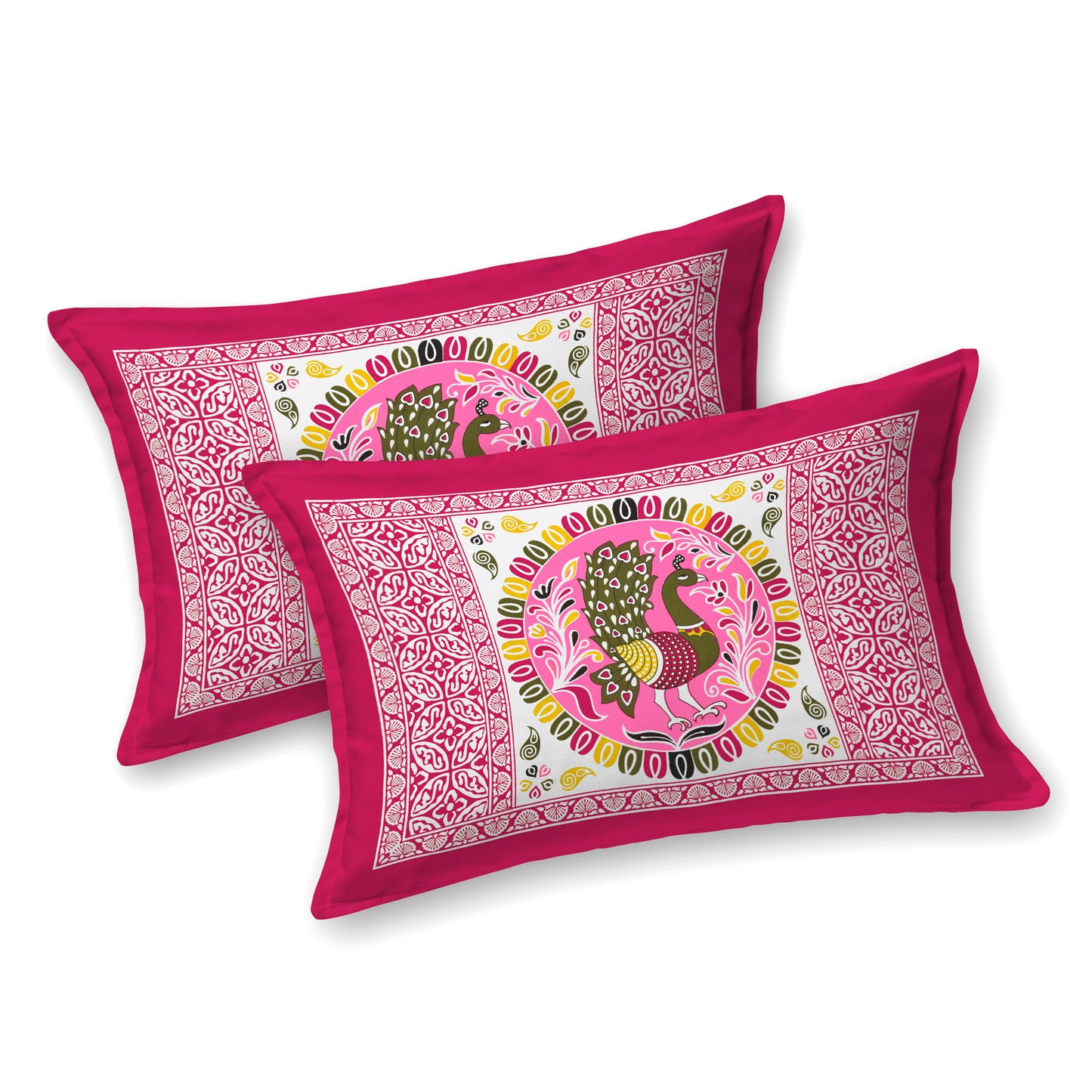 New Peacock Mandela Bedsheet 100% Cotton Queen Size Bedsheet With 2 Pillow Cover Set