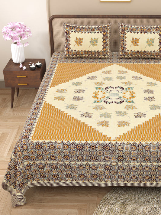 Kashish Print 100% Cotton King Size Bedsheet with 2 Pillow Cover Set