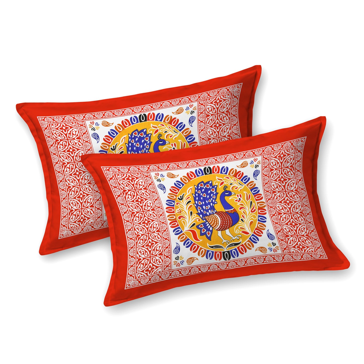 New Peacock Mandela Bedsheet 100% Cotton Queen Size Bedsheet With 2 Pillow Cover Set