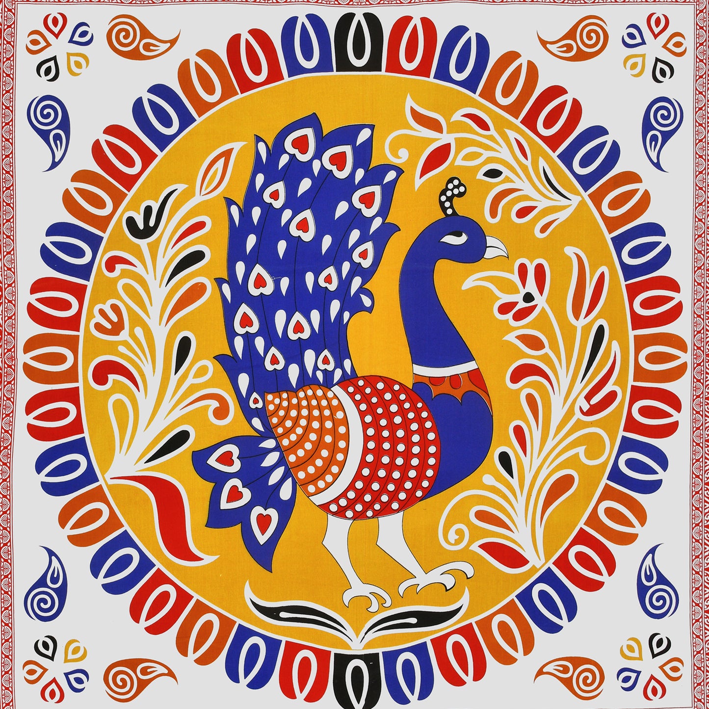 New Peacock Mandela Bedsheet 100% Cotton Queen Size Bedsheet With 2 Pillow Cover Set