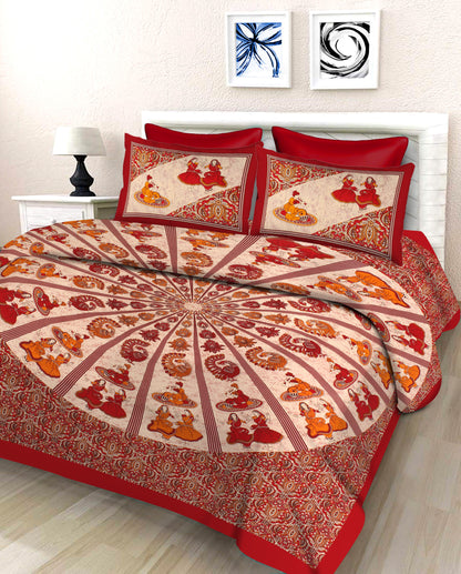 New collection Doll And Teda Mor 100% Cotton King Size Bedsheet with 2 Pillow Cover Set