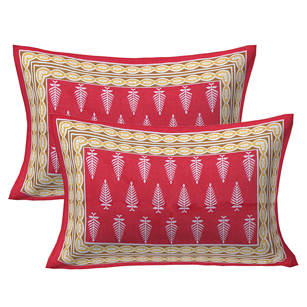 Jaipuri 100% Cotton Double Size Bedsheet with 2 Pillow Covers ( Red , 280 TC ) JAIPUR PRINTS