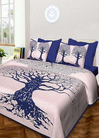 100% Cotton  Rajasthani Traditional King Size Bedsheet with 2 Pillow Cover JAIPUR PRINTS