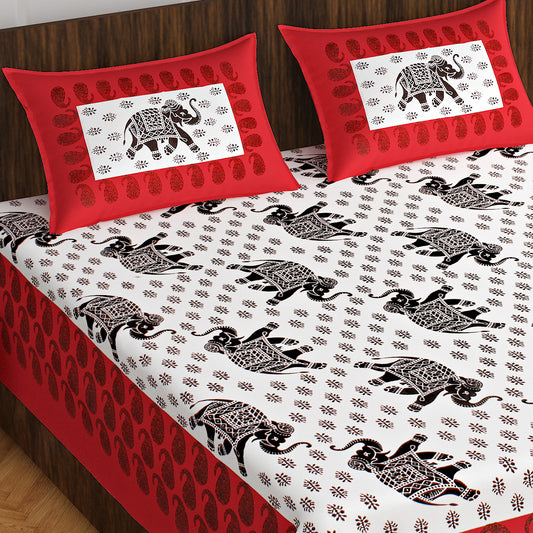 Rajasthani Trendy Bedsheet 100% Cotton Bedsheet 280-TC Cotton Queen Size Bedsheet With 2 Pillow Cover www.jaipurtohome.com