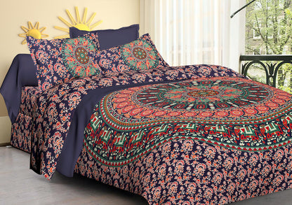 100% Cotton King Size Bedsheet Dark Naptol print JAIPUR PRINTS