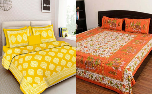100% Cotton Bedsheet 280 -TC Cotton Double 2 Bedsheet With 4 Pillow Cover - freeshipping - www.jaipurtohome.com