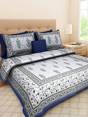 100% Cotton Jaipuri Traditional King Size  Double Bed Bedsheet with 2 Pillow Covers www.jaipurtohome.com