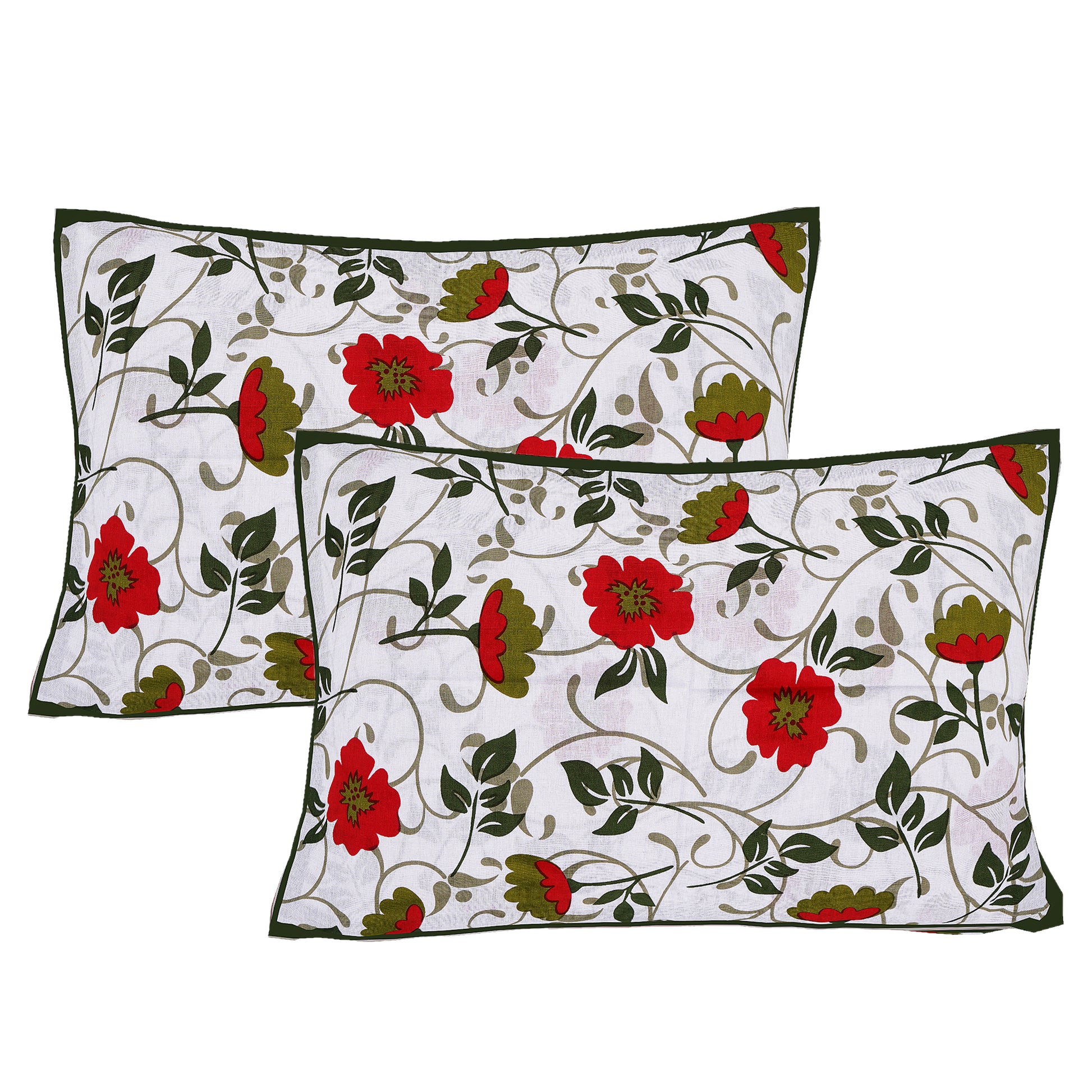 Jaipuri 100% Cotton Double Size Bedsheet with 2 Pillow Covers ( Green , 280 TC ) JAIPUR PRINTS