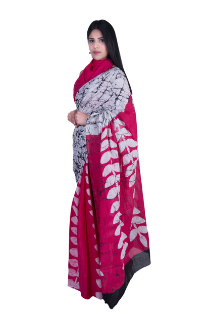 Jaipuri Women's Hand Block Kalamkari Batik Bagru Jaipuri Ikat Printed Hand loom  Mulmul Traditional Ethnic Cotton Sarees With Printed Blouse freeshipping - www.jaipurtohome.com