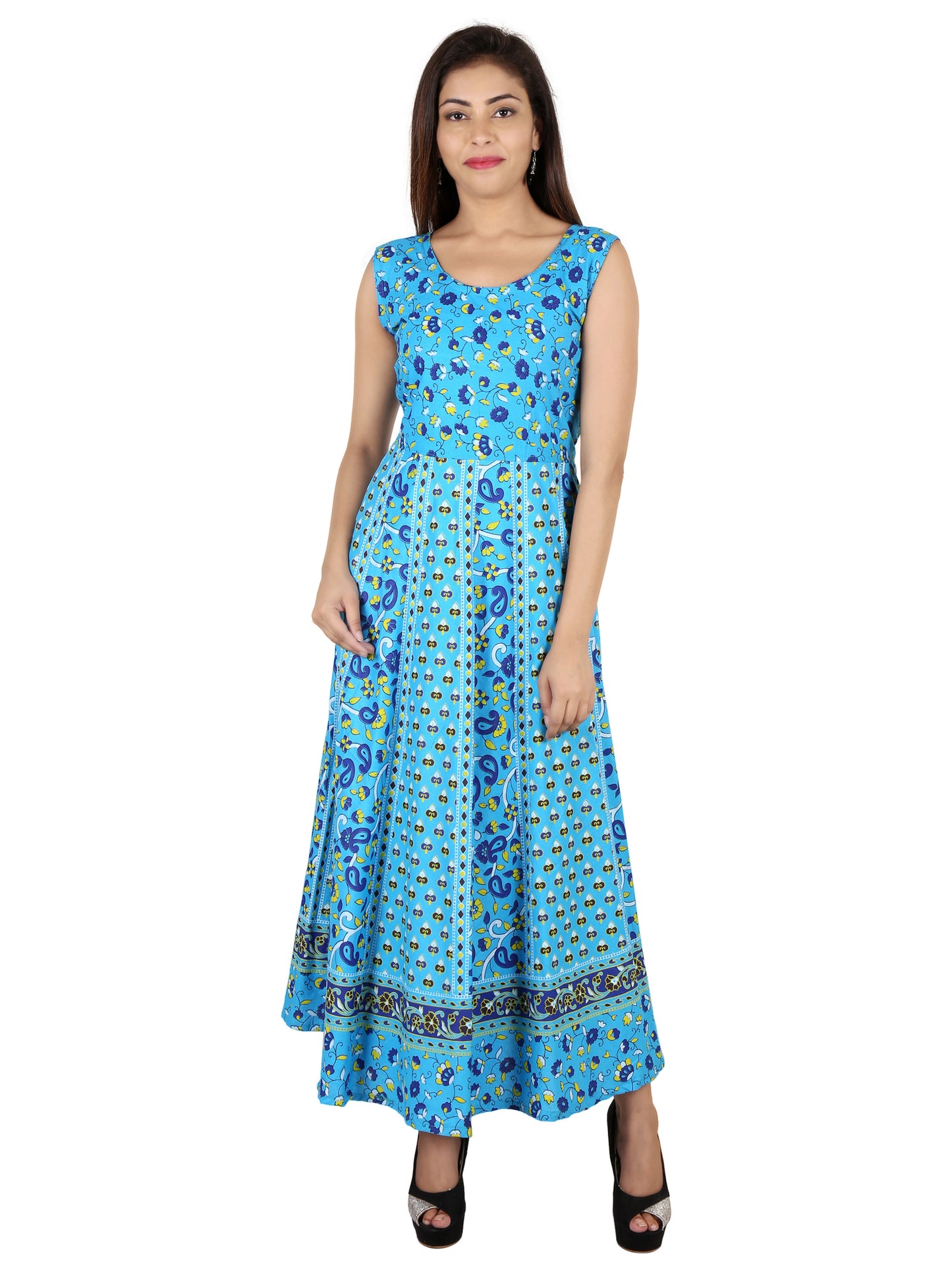 Beautiful Women Cotton Maternity Semi-Stitched Fabric Maxi Dress -Free Size JAIPUR PRINTS