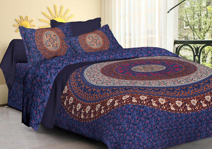 100% Cotton King Size Bedsheet Dark Naptol print JAIPUR PRINTS