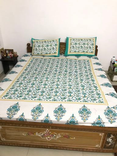 Pic Click By Customer 100% Cotton Bedsheet 280-TC Cotton Queen Size Double Bedsheet With 2 Pillow Cover - Real Image freeshipping - www.jaipurtohome.com