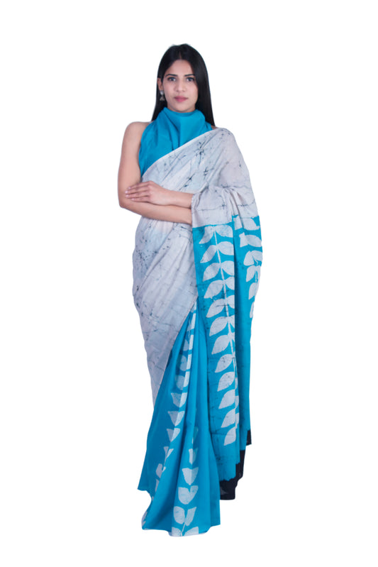 Aumara Women's Hand block printed cotton mulmul fabric saree With Blouse Traditional Jaipuri Print freeshipping - www.jaipurtohome.com