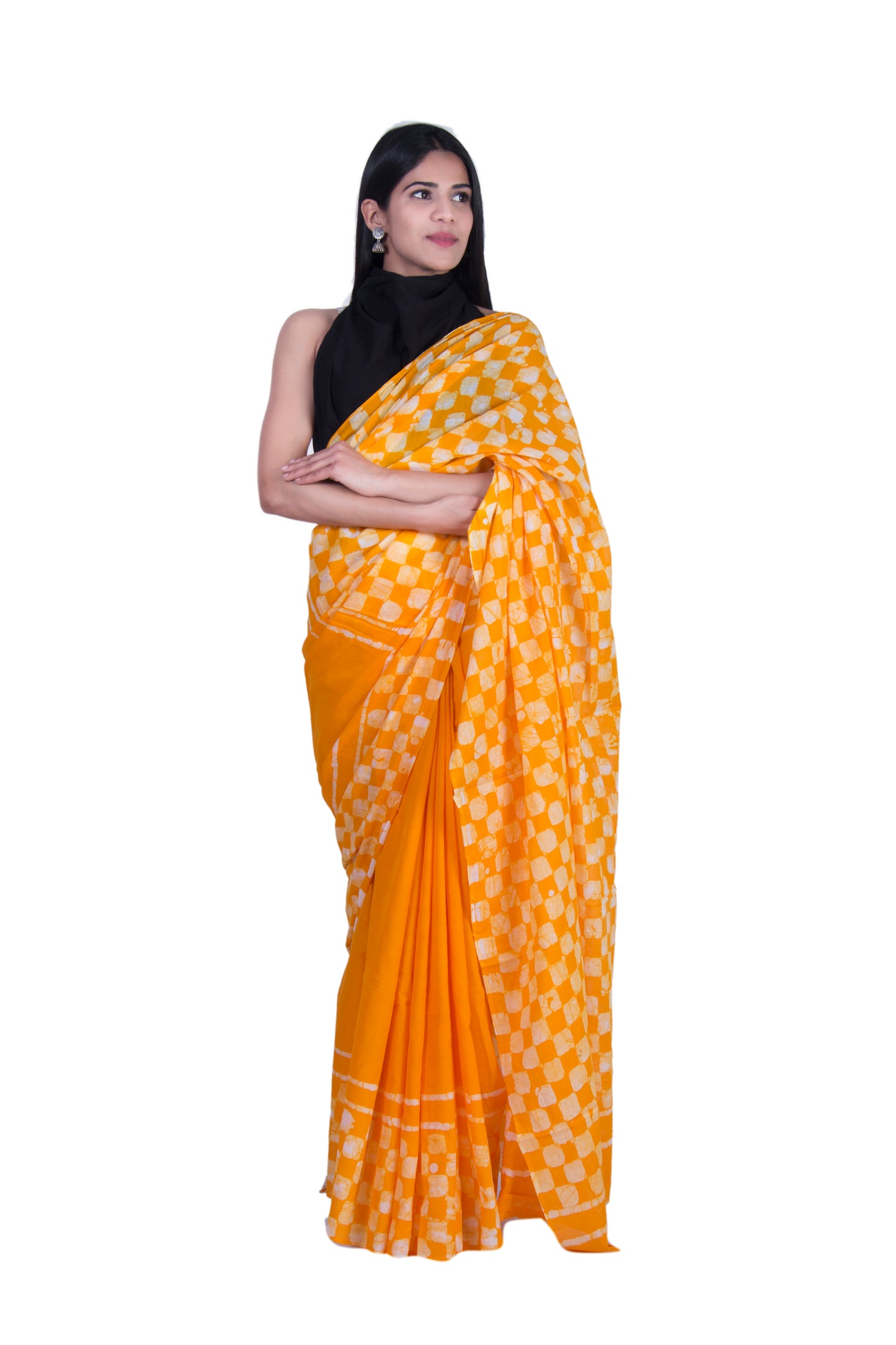 Aumara Women's Hand block printed cotton mulmul fabric saree With Blouse Piece Traditional Jaipuri Print freeshipping - www.jaipurtohome.com