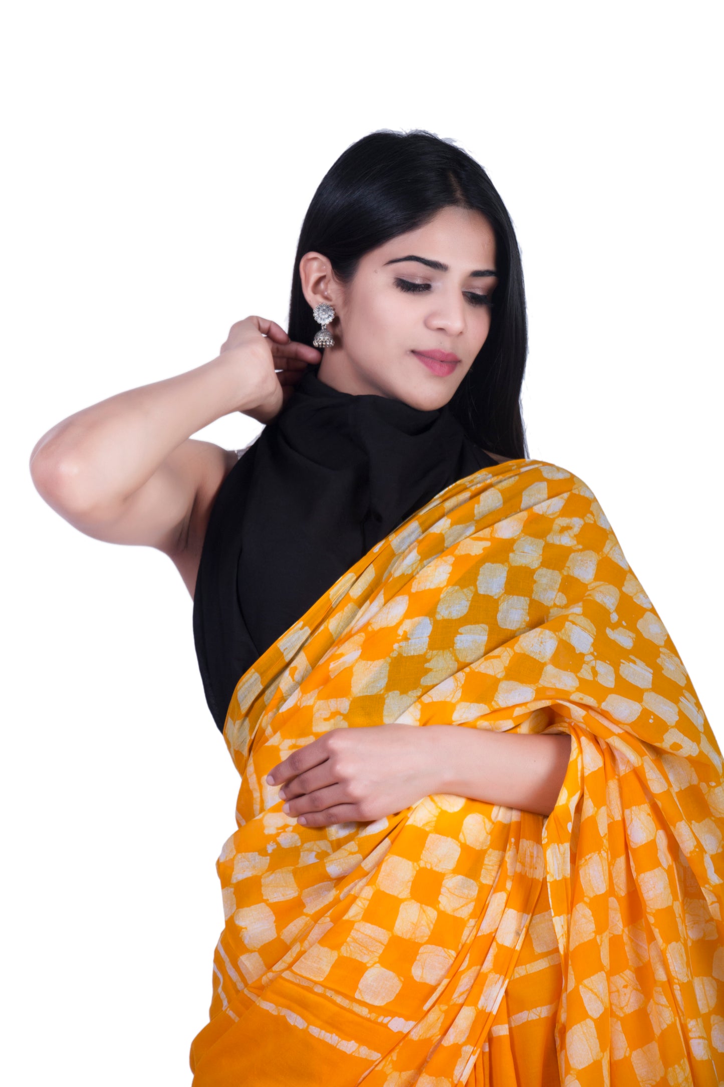 Aumara Women's Hand block printed cotton mulmul fabric saree With Blouse Piece Traditional Jaipuri Print freeshipping - www.jaipurtohome.com