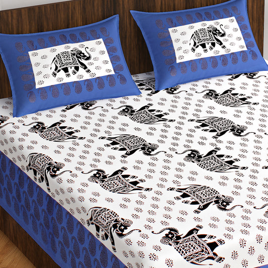 Rajasthani Trendy Bedsheet 100% Cotton Bedsheet 280-TC Cotton Queen Size Bedsheet With 2 Pillow Cover www.jaipurtohome.com