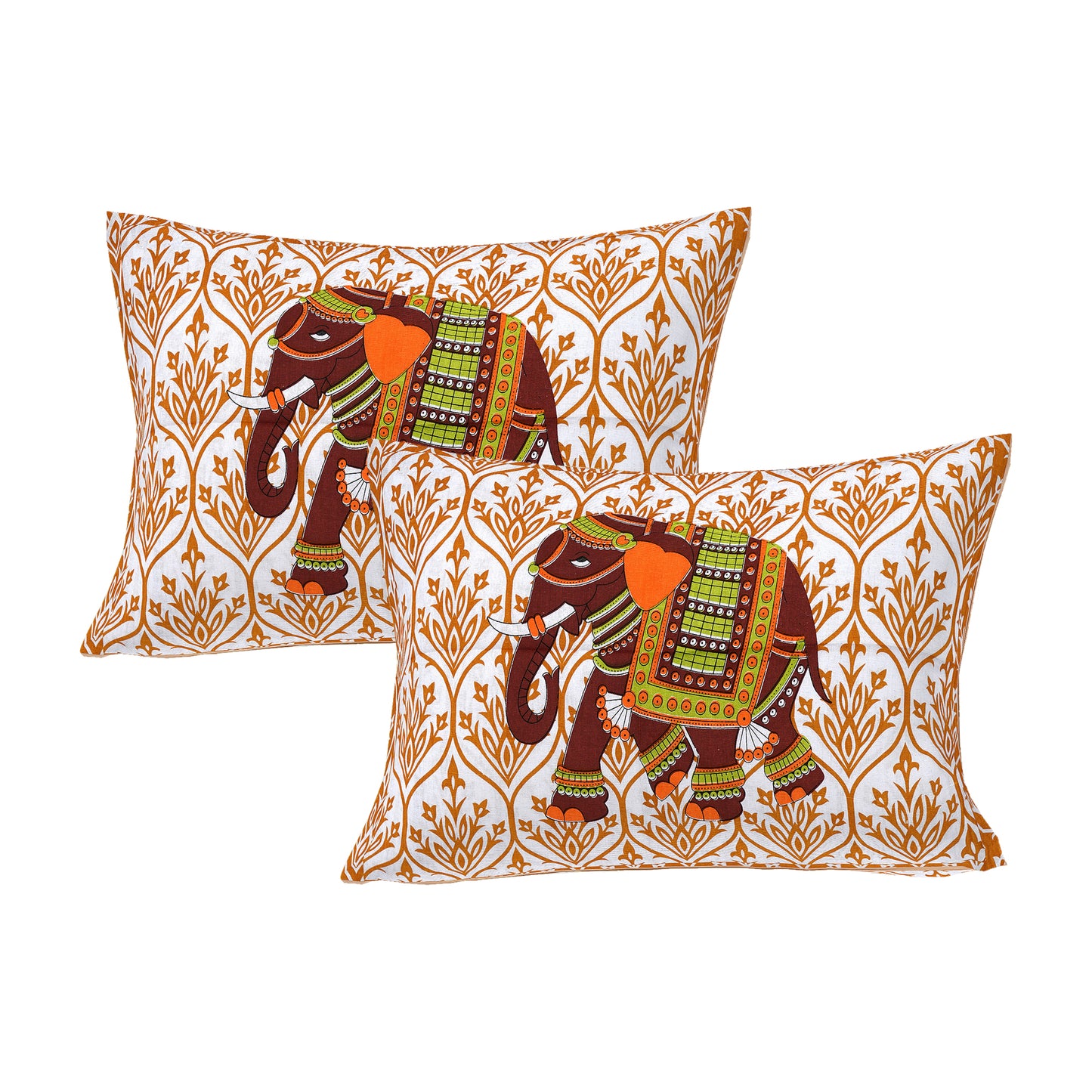 Jaipuri 100% Cotton Double Size Bedsheet with 2 Pillow Covers ( CreamYellow , 280 TC ) JAIPUR PRINTS