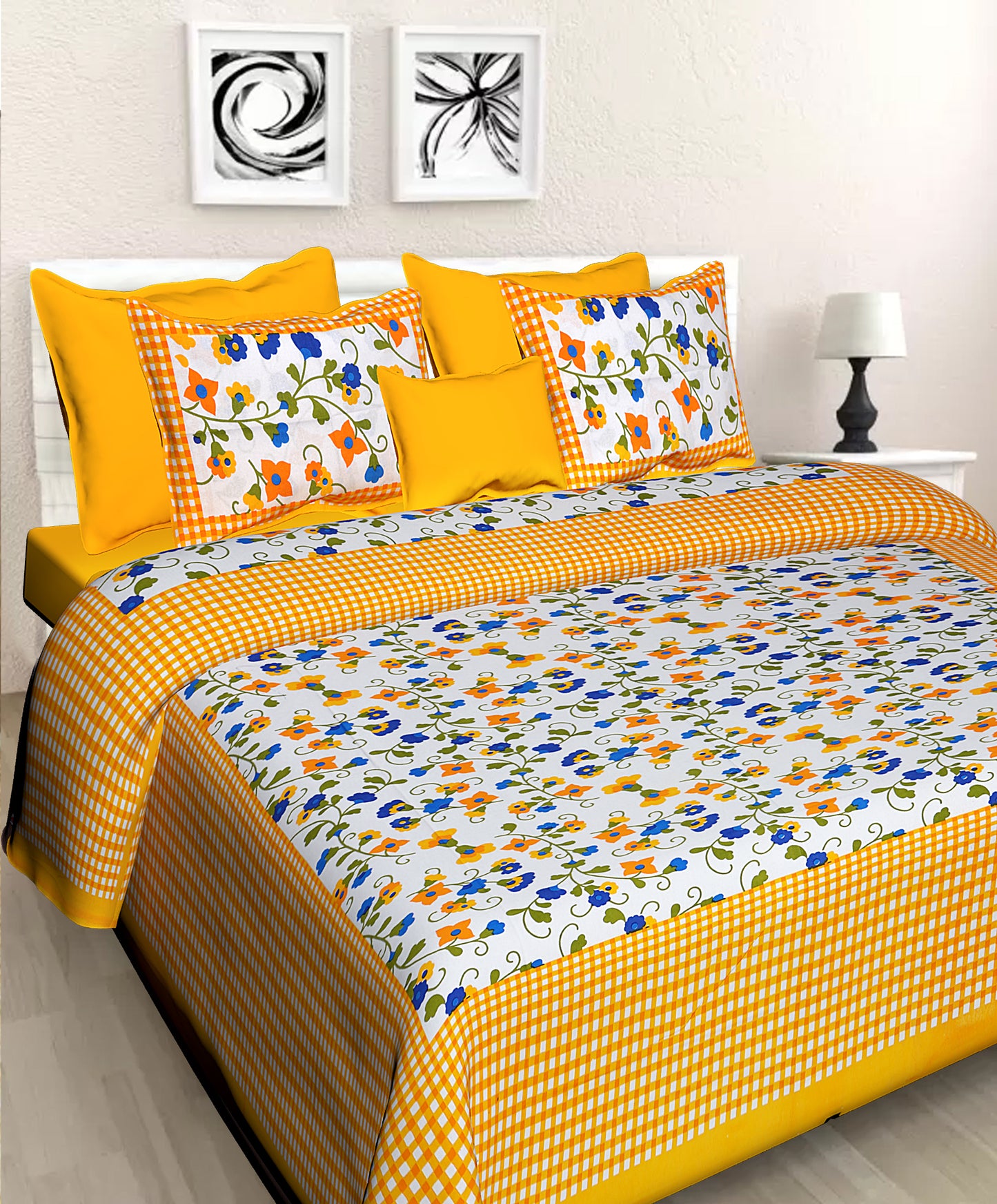 Jaipuri 100% Cotton Double Size Bedsheet with 2 Pillow Covers ( 280 TC ) JAIPUR PRINTS