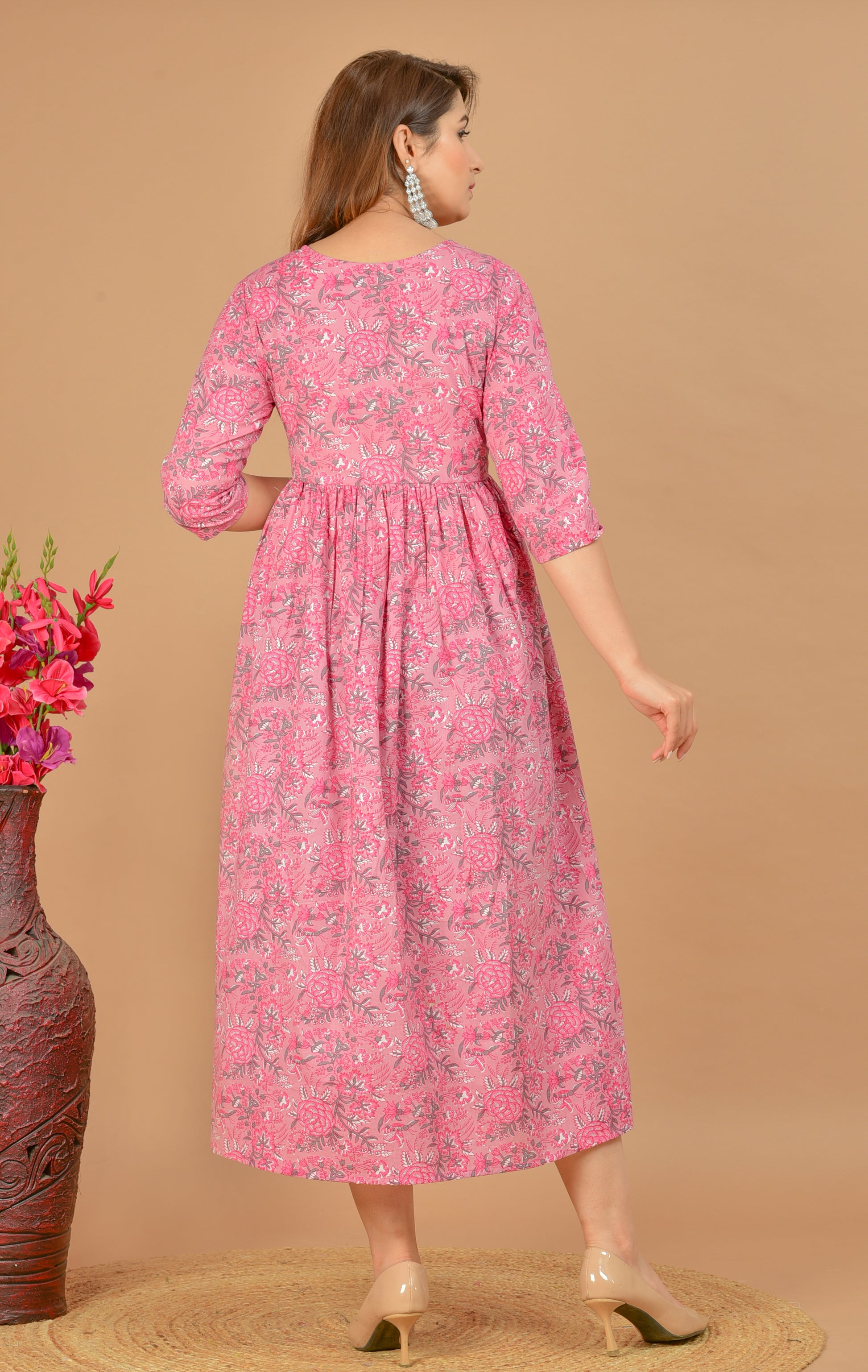 Attractive Maternity/Feeding Gown with Both Side Stylish Breast Invisible Zip JAIPUR PRINTS