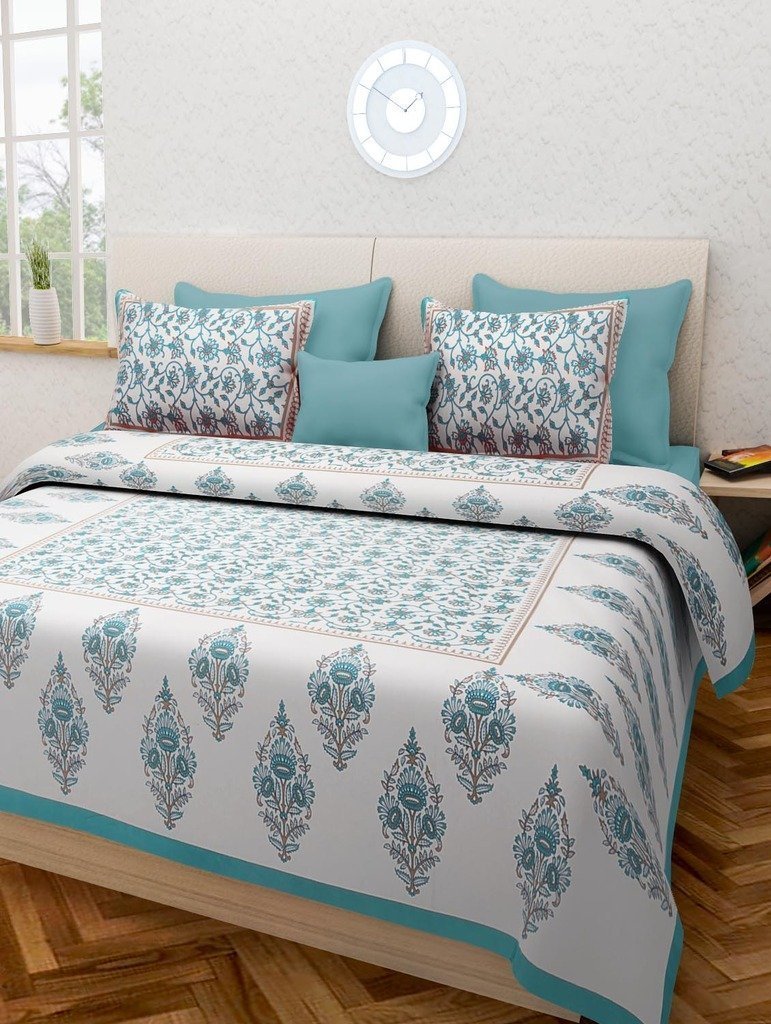Jaipuri 100% Cotton Bedsheet 240 -TC Cotton King Size 2 Bedsheet With 4 Pillow Cover - Bedsheet Combo Pack www.jaipurtohome.com