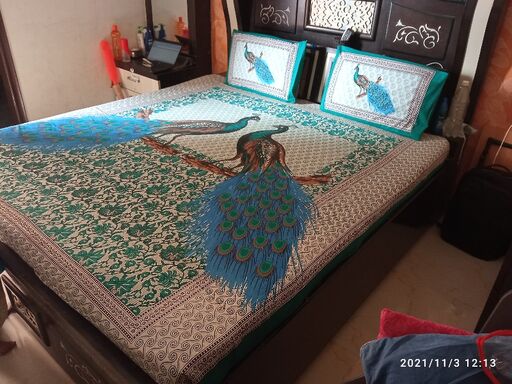Pic Click By Customer 100% Cotton Bedsheet 280-TC Cotton Queen Size Double Bedsheet With 2 Pillow Cover - Real Image freeshipping - www.jaipurtohome.com