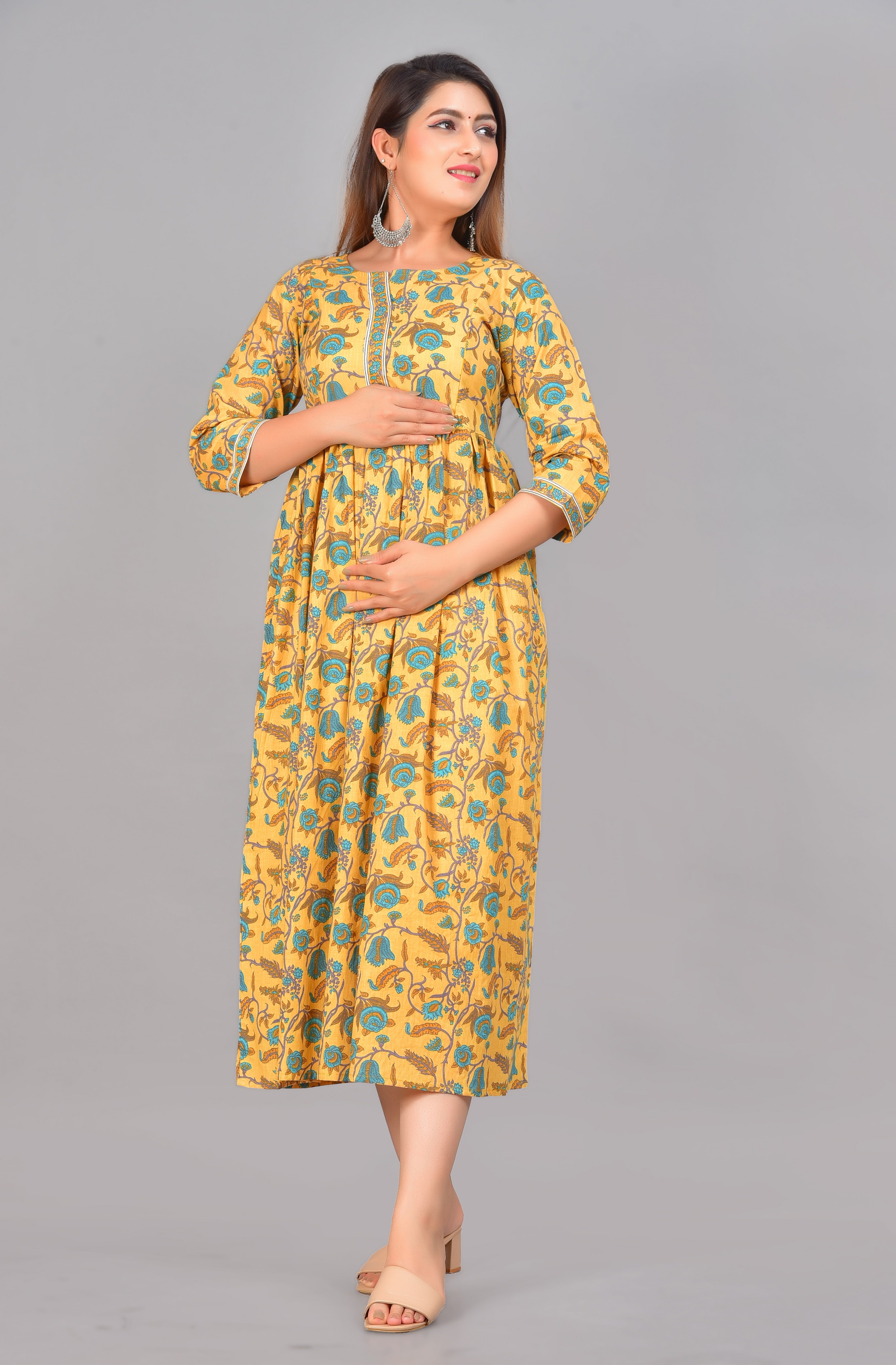 Feeding Gowns-Floor Length/Maternity Wears-WINE – Priya's Magic World