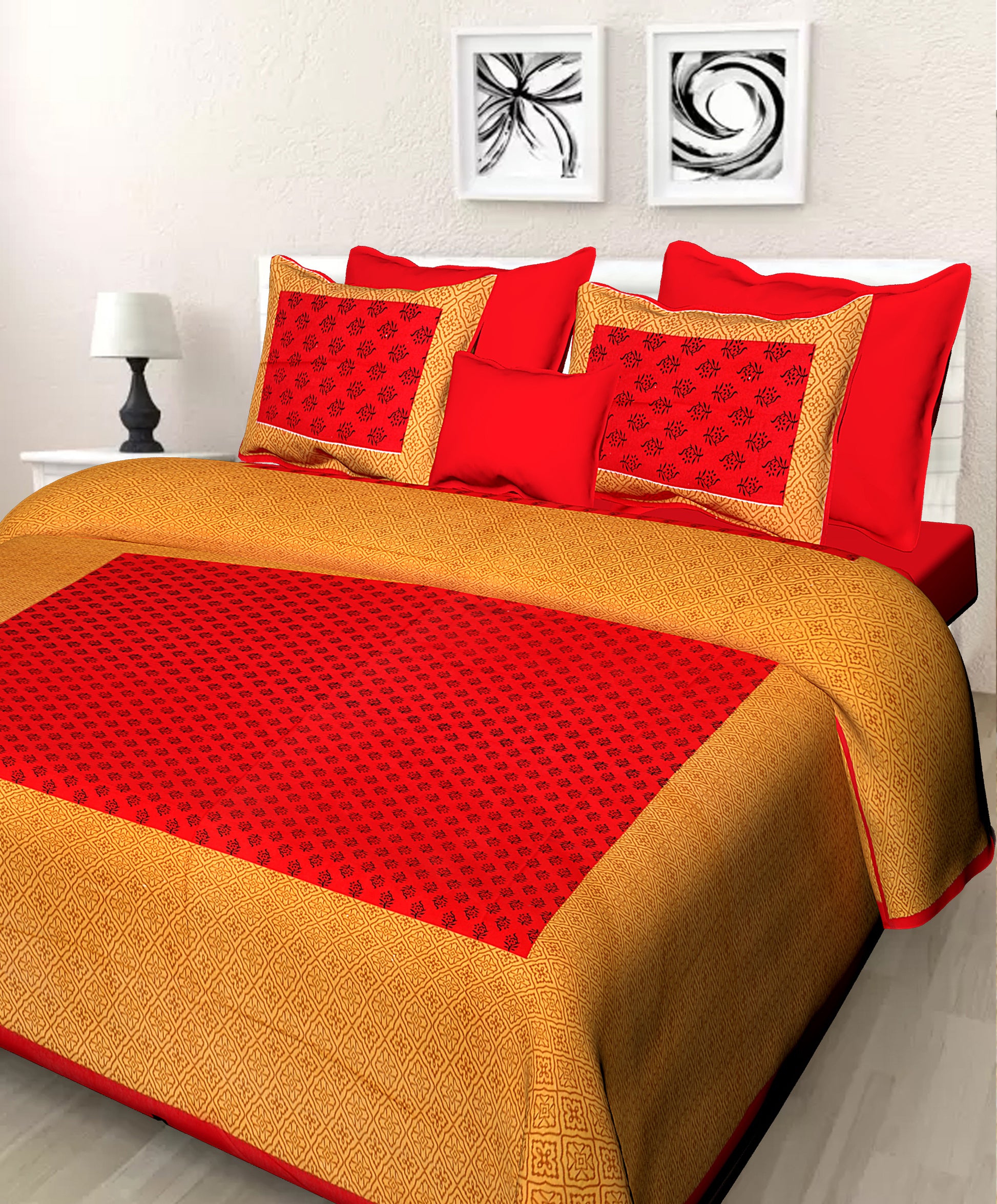 Jaipur 100% Cotton Jaipuri Double Size Bedsheet ( 280 TC ) JAIPUR PRINTS
