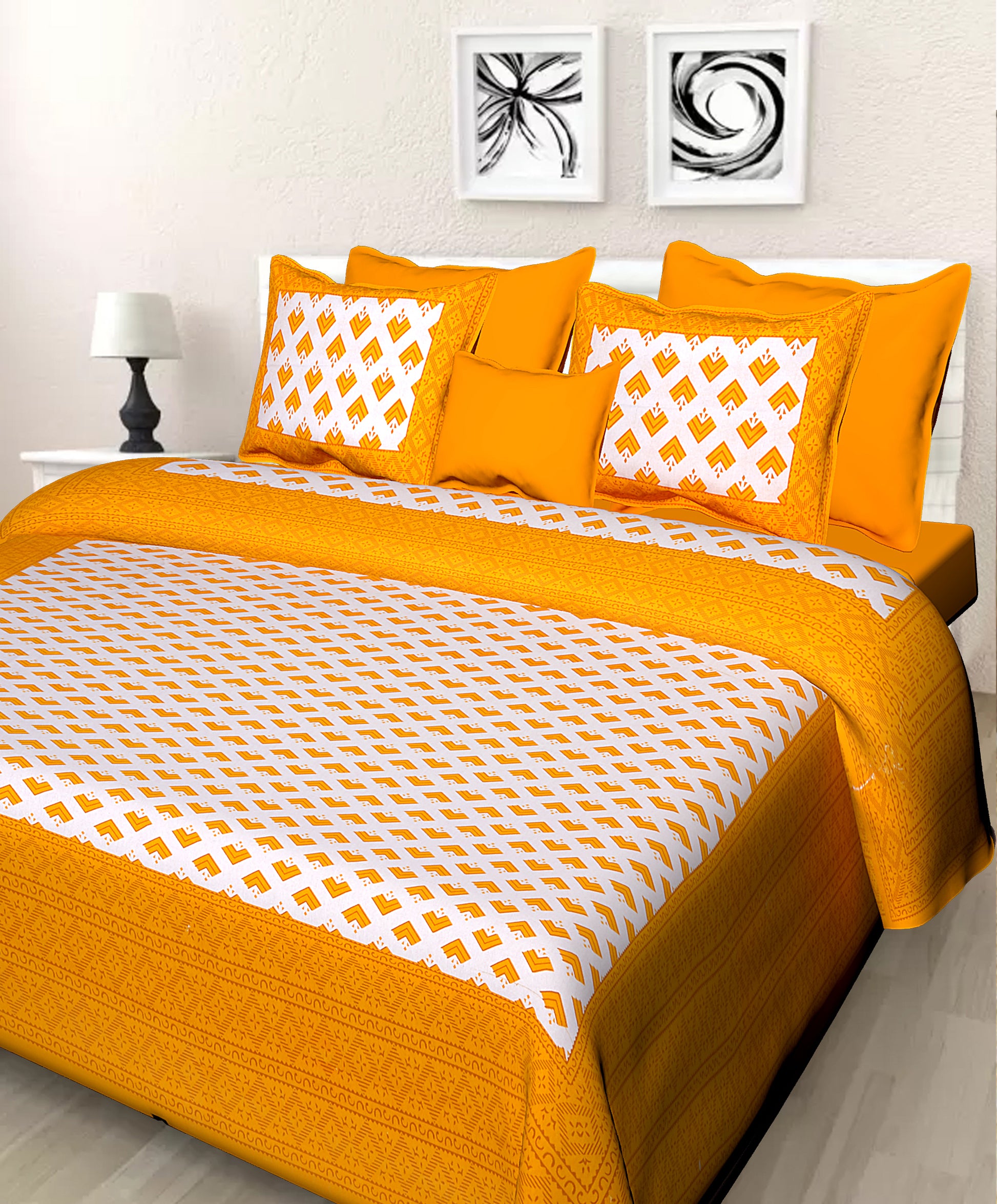 Jaipuri 100 % Cotton Double Size Bedsheet with 2 Pillow Covers ( 280 TC ) www.jaipurtohome.com