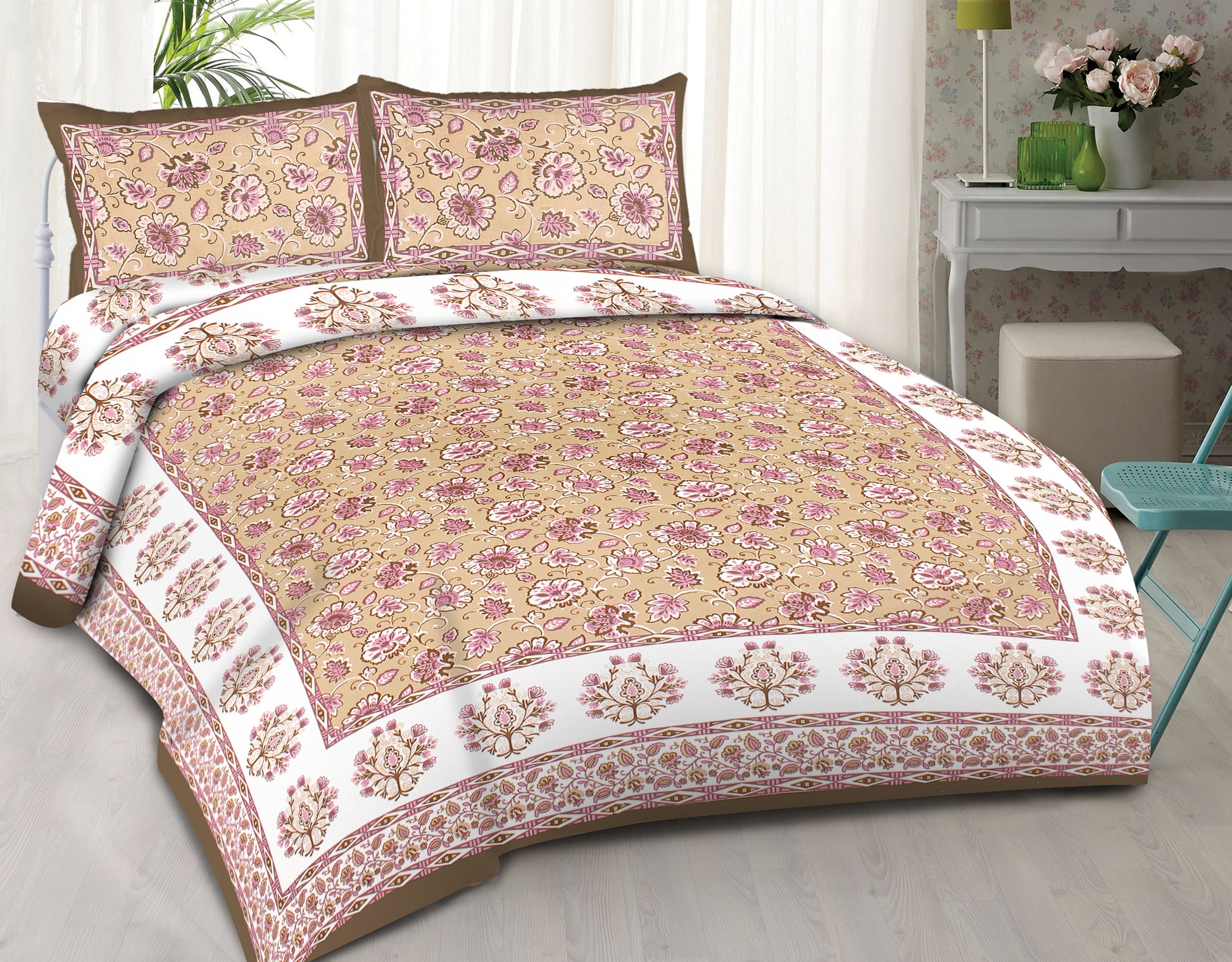 100% Cotton King Size Bedsheet with 2 Pillow Covers www.jaipurtohome.com