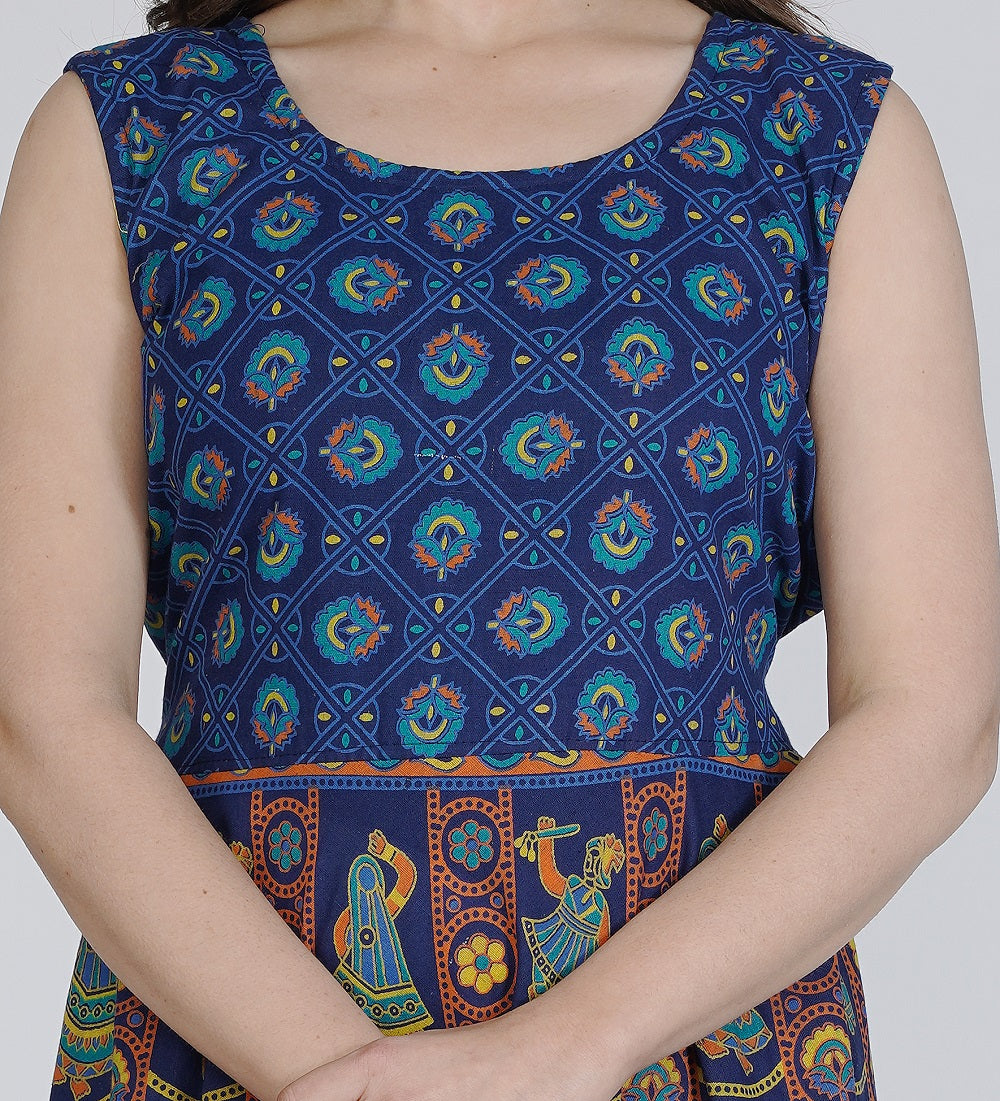 Printed Women Cotton Maternity Semi-Stitched Fabric Maxi Dress -Free Size www.jaiurtohome.com