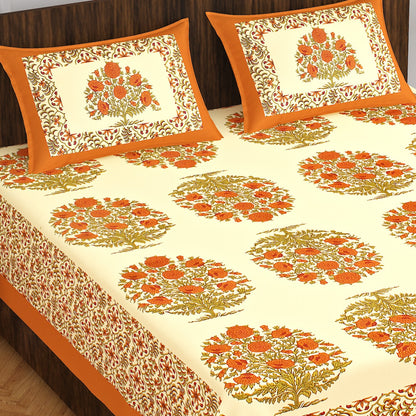 Rajasthani Trendy Bedsheet 100% Cotton Bedsheet 280-TC Cotton Queen Size Bedsheet With 2 Pillow Cover www.jaipurtohome.com