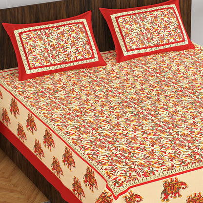 Rajasthani Trendy Bedsheet 100% Cotton Bedsheet 280-TC Cotton Queen Size Bedsheet With 2 Pillow Cover www.jaipurtohome.com