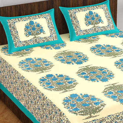 Rajasthani Trendy Bedsheet 100% Cotton Bedsheet 280-TC Cotton Queen Size Bedsheet With 2 Pillow Cover www.jaipurtohome.com