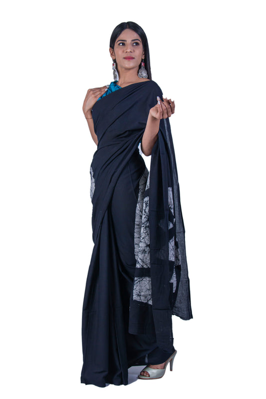 Aumara Women's Hand block printed cotton mulmul fabric saree With Blouse Traditional Jaipuri Print freeshipping - www.jaipurtohome.com