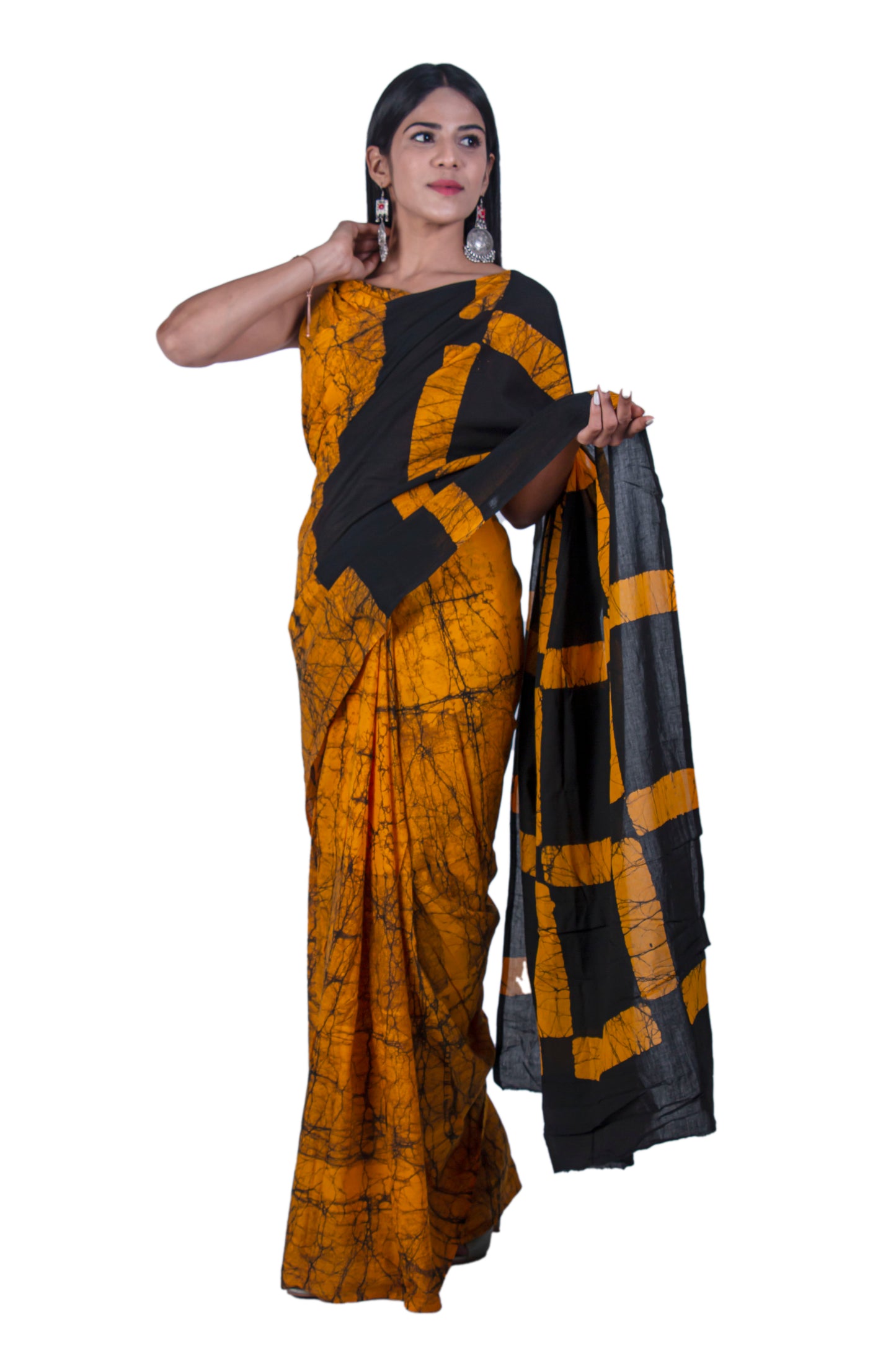 Aumara Women's Hand block printed cotton mulmul fabric saree With Blouse Traditional Jaipuri Print freeshipping - www.jaipurtohome.com