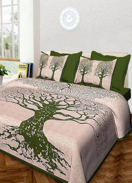 100% Cotton  Rajasthani Traditional King Size Bedsheet with 2 Pillow Cover JAIPUR PRINTS