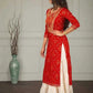 Jaipuri Bandej Print Women's And Girl's Reyon Embroidery Kurta And Palazzo Pant Set (Red) www.jaipurtohome.com
