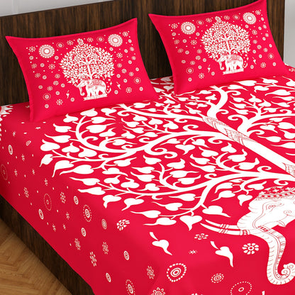 Rajasthani Trendy Bedsheet 100% Cotton Bedsheet 280-TC Cotton Queen Size Bedsheet With 2 Pillow Cover www.jaipurtohome.com