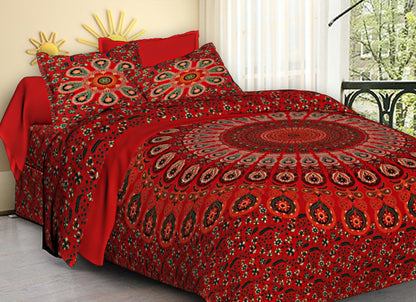 100% Cotton King Size Bedsheet Dark Naptol print JAIPUR PRINTS