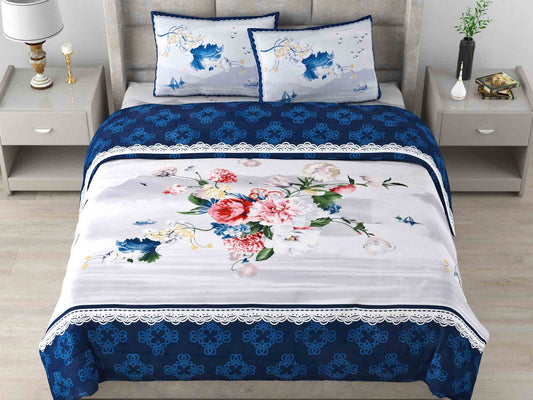 100% Cotton Bedsheet 280-TC Cotton King Size  Bedsheet With 2 Pillow Cover J2H